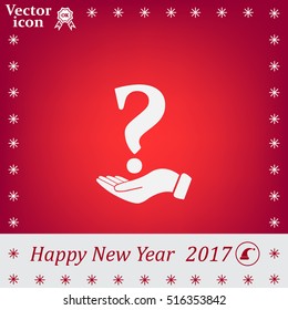 question mark icon holding by realistic hand