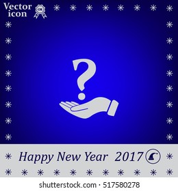 question mark icon holding by realistic hand