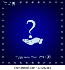 question mark icon holding by realistic hand