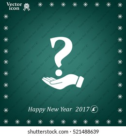 question mark icon holding by realistic hand