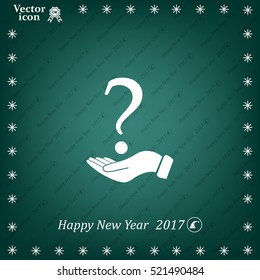 question mark icon holding by realistic hand