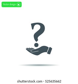 question mark icon holding by realistic hand