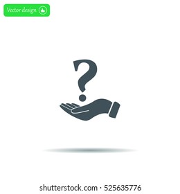 question mark icon holding by realistic hand