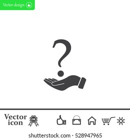 question mark icon holding by realistic hand