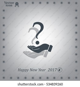 question mark icon holding by realistic hand