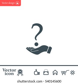 question mark icon holding by realistic hand
