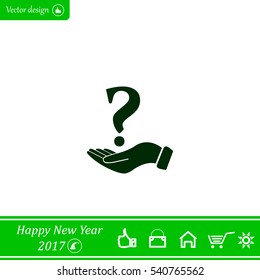 question mark icon holding by realistic hand
