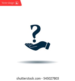 question mark icon holding by realistic hand