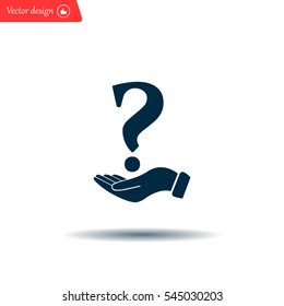 question mark icon holding by realistic hand