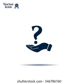 question mark icon holding by realistic hand