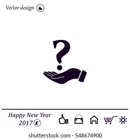 question mark icon holding by realistic hand