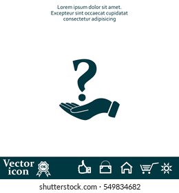 question mark icon holding by realistic hand
