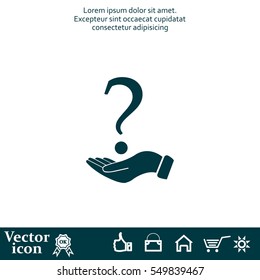 question mark icon holding by realistic hand