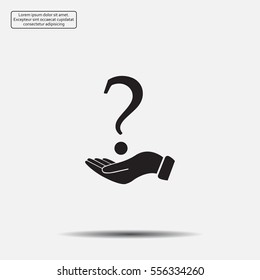 question mark icon holding by realistic hand