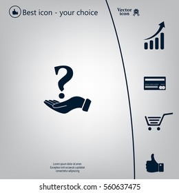 question mark icon holding by realistic hand