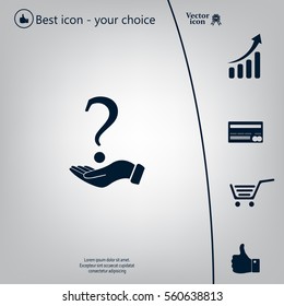 question mark icon holding by realistic hand