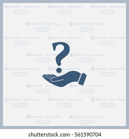 question mark icon holding by realistic hand