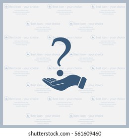 question mark icon holding by realistic hand