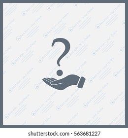 question mark icon holding by realistic hand