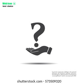 question mark icon holding by realistic hand