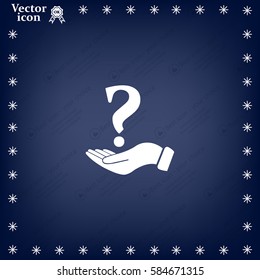 question mark icon holding by realistic hand