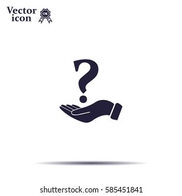question mark icon holding by realistic hand