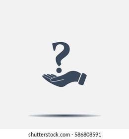 question mark icon holding by realistic hand