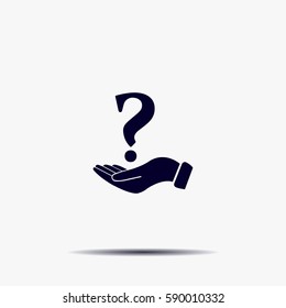 question mark icon holding by realistic hand