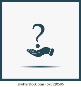 question mark icon holding by realistic hand