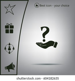 question mark icon holding by realistic hand