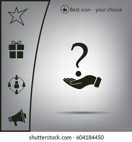 question mark icon holding by realistic hand