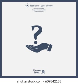 question mark icon holding by realistic hand