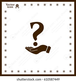 question mark icon holding by realistic hand