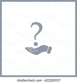 question mark icon holding by realistic hand