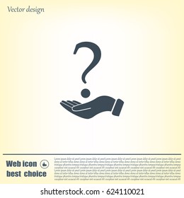 question mark icon holding by realistic hand