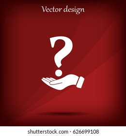 question mark icon holding by realistic hand