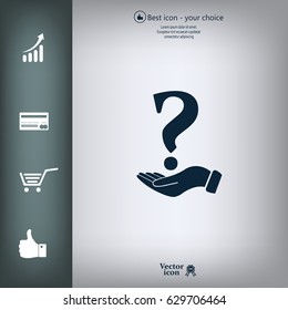 question mark icon holding by realistic hand