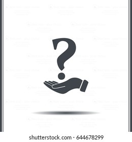 question mark icon holding by realistic hand