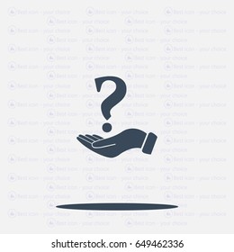 question mark icon holding by realistic hand