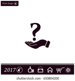 question mark icon holding by realistic hand