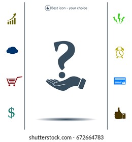 question mark icon holding by realistic hand