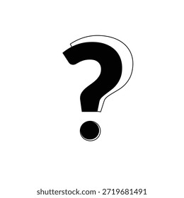 Question mark icon illustration expressing inquiry, help, clarity, friendly digital guidance.!
