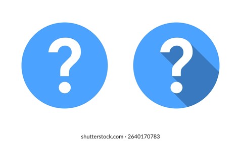 Question mark icon with long shadow. Faq, interrogative sign symbol