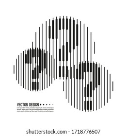 Question mark icon made of vertical lines. Help symbol. FAQ sign on white background. vector. minimal. Quiz symbol.