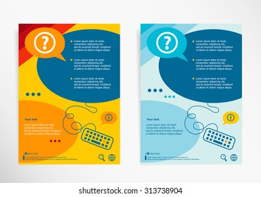 Question mark icon on chat speech bubbles. Modern flyer, brochure vector template.