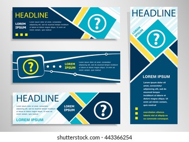 Question mark icon on horizontal and vertical banner.Question mark symbol abstract banner, flyer design template.