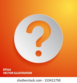 Question Mark Icon On Orange Background. Vector Illustration