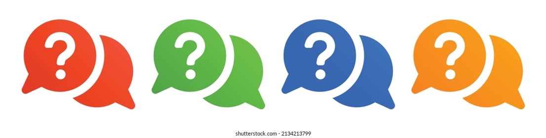 Icono de signo de interrogación en la colección de burbujas de voz. Ilustración del vector
