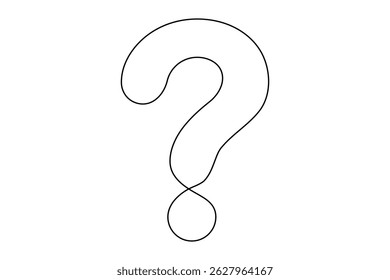 Question mark icon one line drawing outline vector illustration