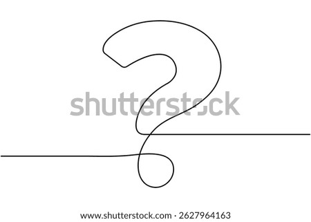 Question mark icon one line drawing outline vector illustration